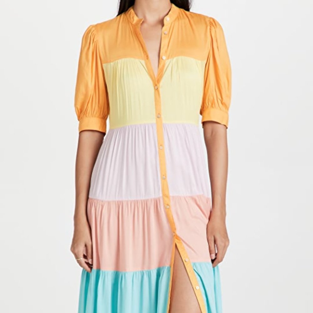 Never Fully Dressed Pastel Rainbow Panel Dress, 6, Multi color